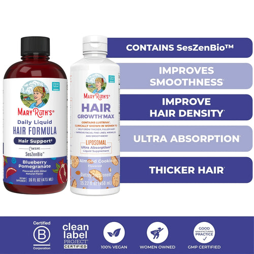 MaryRuth’s Advanced Hair Care Bundle – Daily Liquid Hair Formula 16 oz & Hair Growth Max Liposomal 15.22 oz