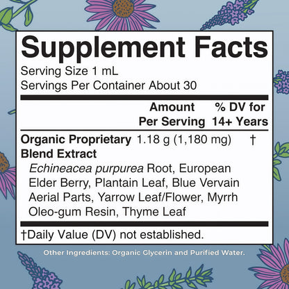 MARYRUTH'S Lymphatic Support Liquid Drops USDA Organic | Herbal Blend with Echinacea & Elderberry | Blue Vervain | Vegan | Alcohol-Free | Non-GMO | 30 Servings