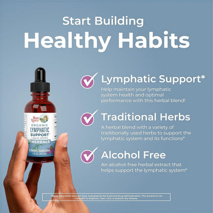 MARYRUTH'S Lymphatic Support Liquid Drops USDA Organic | Herbal Blend with Echinacea & Elderberry | Blue Vervain | Vegan | Alcohol-Free | Non-GMO | 30 Servings