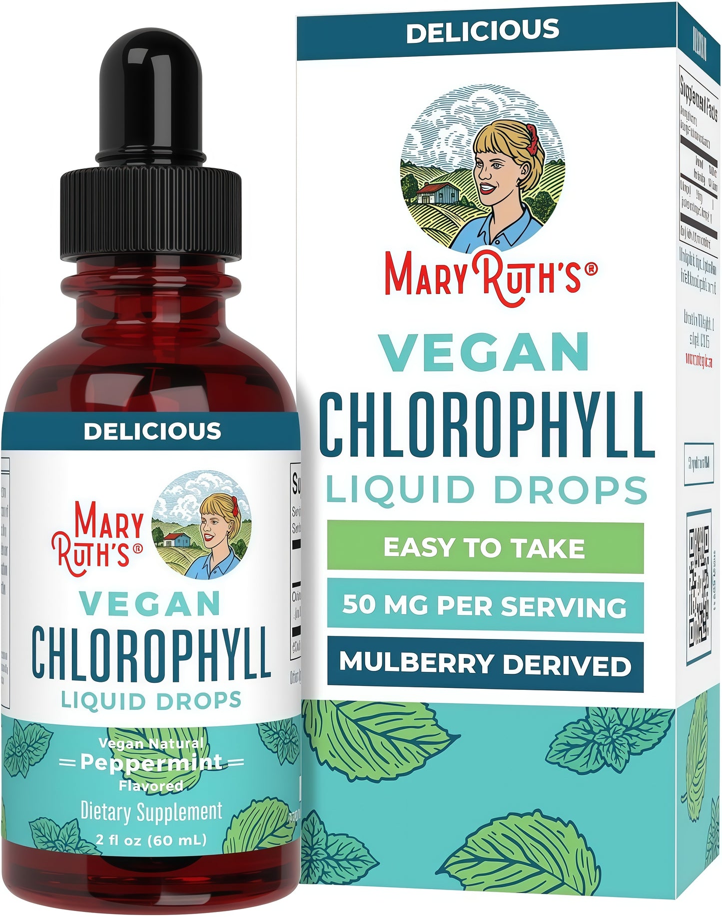 MARYRUTH'S Chlorophyll Liquid Drops | Clean Label Project Certified® | Vegan | Non-Diluted Liquid Chlorophyll| Mulberry Derived Supplement for Ages 14+ | Non-GMO | Delicious Minty Flavor | 2 Fl Oz