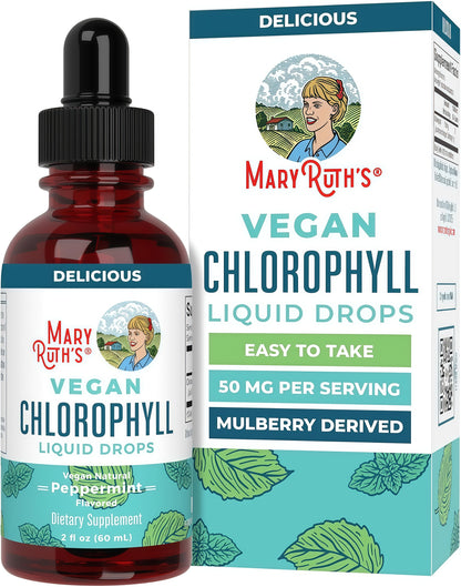 MARYRUTH'S Chlorophyll Liquid Drops | Clean Label Project Certified® | Vegan | Non-Diluted Liquid Chlorophyll| Mulberry Derived Supplement for Ages 14+ | Non-GMO | Delicious Minty Flavor | 2 Fl Oz